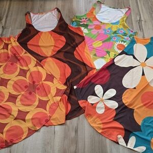 Women’s Bright Floral & Geometric Print Tank Top Dress - Multicolor